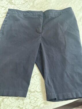 Women's Black Bermuda Shorts with Clean Flat Front